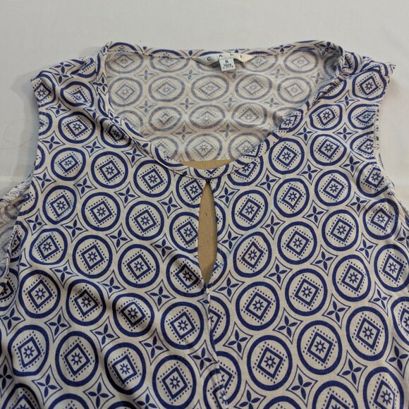 CAbi Size Small Sleeveless Navy and White Crossover Top - Picture 8 of 15